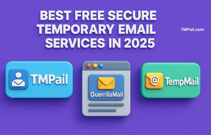 Logos and dashboard previews of top temporary email providers in 2025