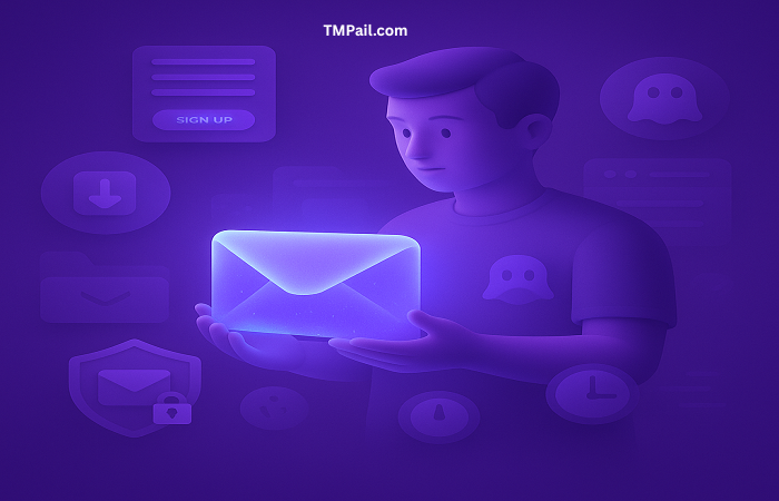 User sending a self-destructing temporary email for privacy, anonymity, and spam protection